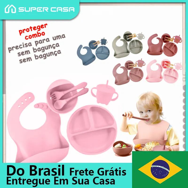 Kit de Alimentação Silicone Infantil 5 Peças