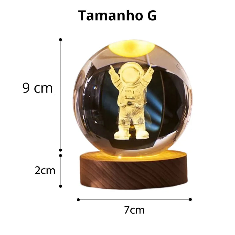 Bola de Crital ZOMMI 3D Abajur Luz Noturna USB Plug in LED Quarto Noite Presentear Lampada Galaxia Lua Astronauta Iluminação