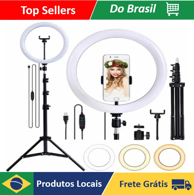 Ring Light Iluminador 10 Polegadas Com Tripé De 2.1m ENVIO RAPIDO PARA TODO O BRASIL