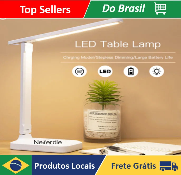 Luminária De Leitura recarregavel 16 LED touch Ajustável com 3 modos Para Lateral De Cama/Mesa/Estudo - Neverdie