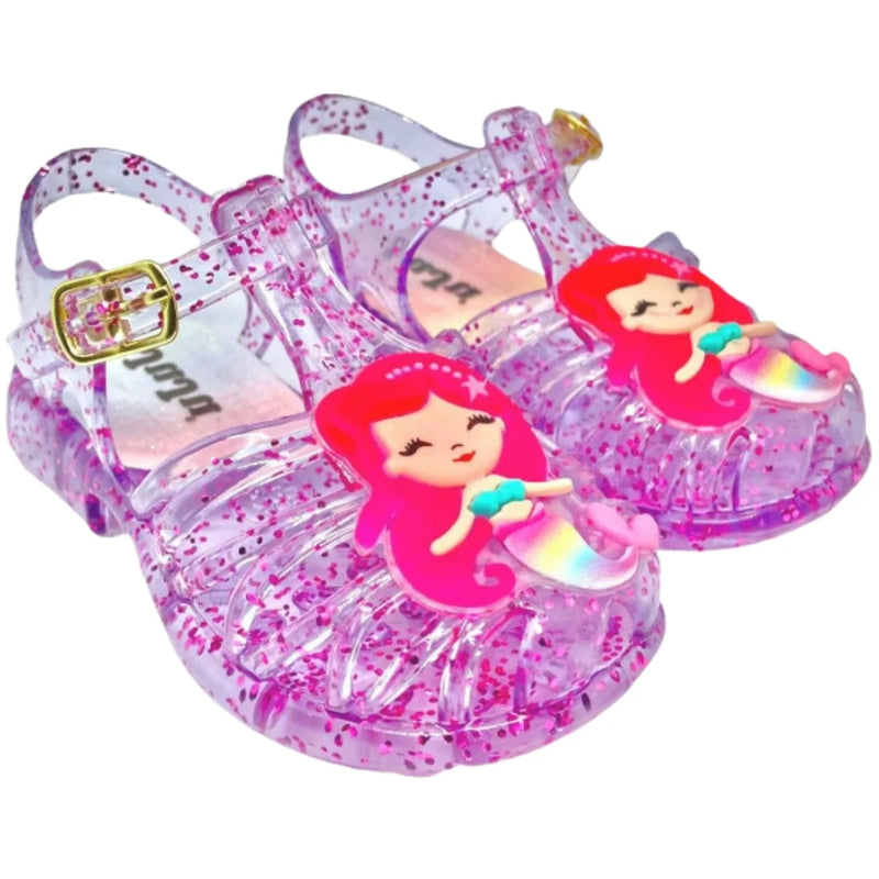 Sandália menina glitter sereia calçados infantil bebê Juju shoes