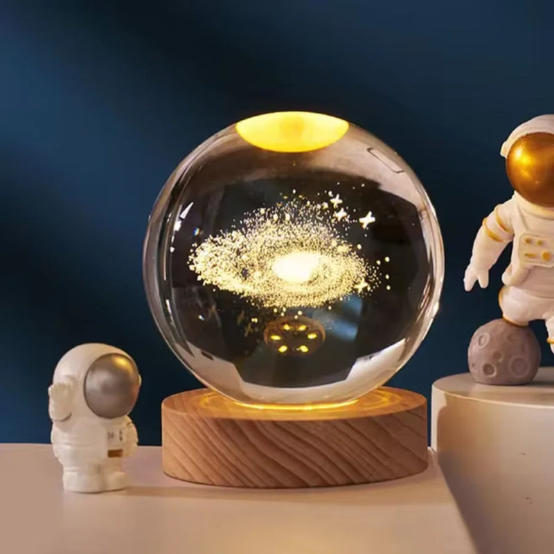 Bola de Crital ZOMMI 3D Abajur Luz Noturna USB Plug in LED Quarto Noite Presentear Lampada Galaxia Lua Astronauta Iluminação