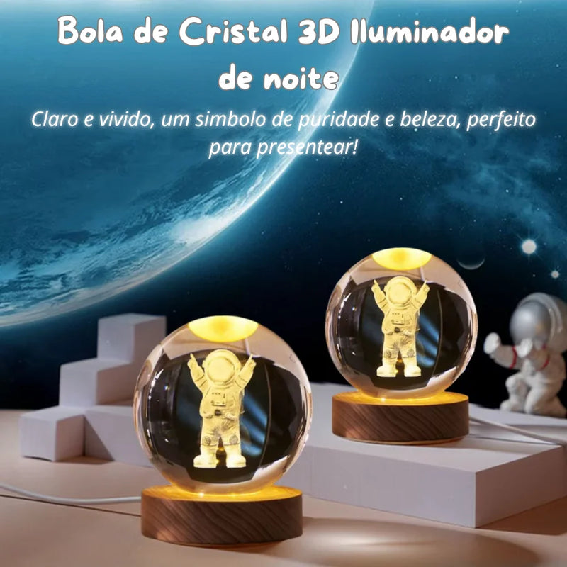 Bola de Crital ZOMMI 3D Abajur Luz Noturna USB Plug in LED Quarto Noite Presentear Lampada Galaxia Lua Astronauta Iluminação