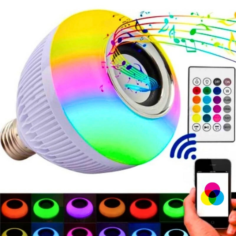 Lampada musical Bluetooth De Led Caixa De Som C Controle Rgb 12W