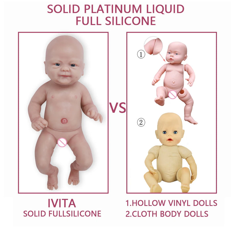 Boneca IVITA WG1512 14inch 1.65kg Full Body Silicone Bebe Reborn Doll "coco" Soft Dolls Realistic Girl Baby DIY Blank Toys for Children