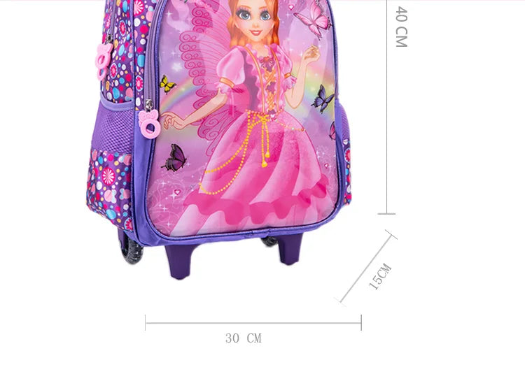 Mochila Escolar Infantil de Rodinhas Menina Menino Bolsa Resistente Impermeável Com Lancheira e Estojo