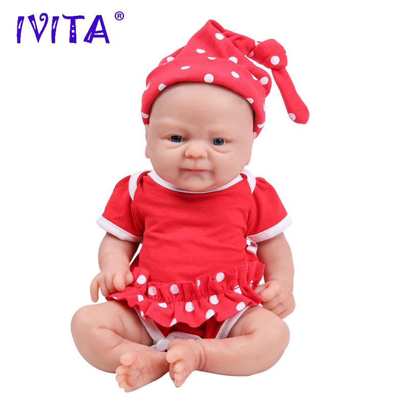 Boneca IVITA WG1512 14inch 1.65kg Full Body Silicone Bebe Reborn Doll "coco" Soft Dolls Realistic Girl Baby DIY Blank Toys for Children