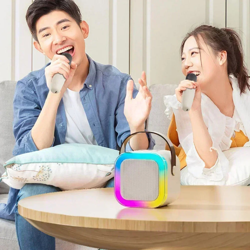 Máquina de karaokê K12  portátil bluetooth 5.3 pa sistema de alto-falante com 1-2 microfones sem fio presentes casa família cantando crianças