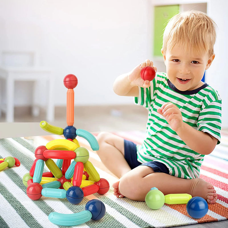 Conjunto Blocos de Construção Bolas E Hastes Brinquedo Magnético Para Crianças Montessori Brinquedos Educativos