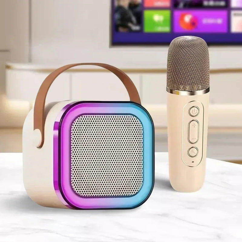 Máquina de karaokê K12  portátil bluetooth 5.3 pa sistema de alto-falante com 1-2 microfones sem fio presentes casa família cantando crianças