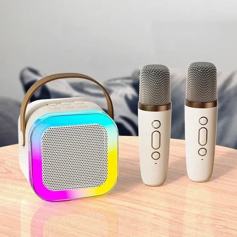 Máquina de karaokê K12  portátil bluetooth 5.3 pa sistema de alto-falante com 1-2 microfones sem fio presentes casa família cantando crianças