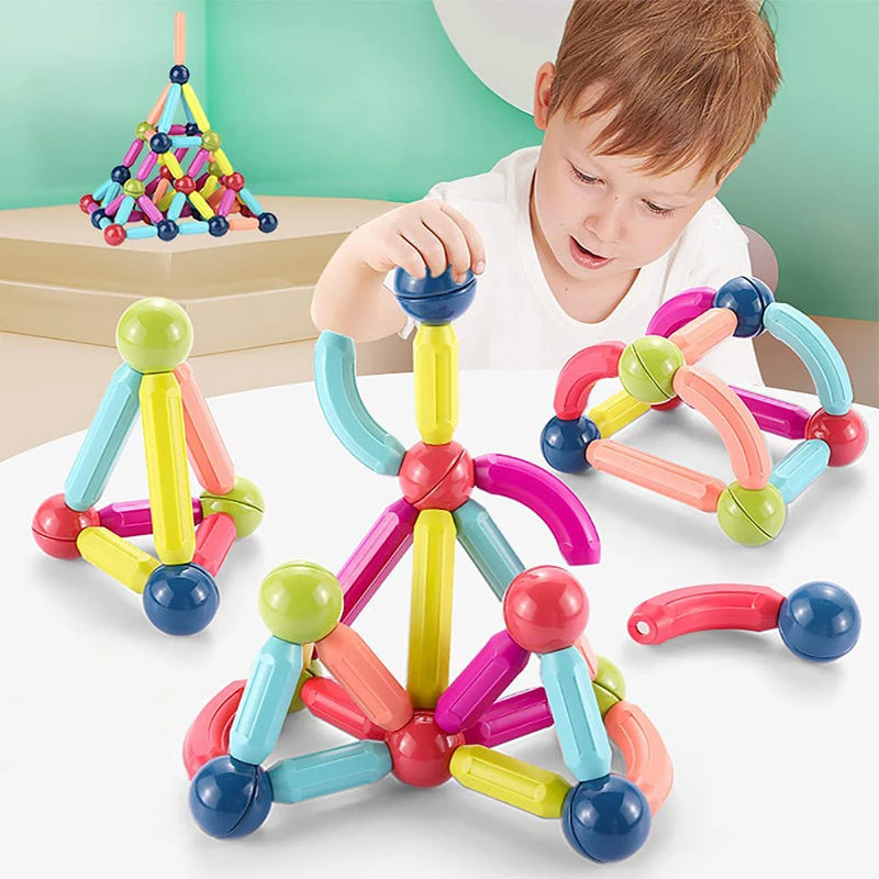 Conjunto Blocos de Construção Bolas E Hastes Brinquedo Magnético Para Crianças Montessori Brinquedos Educativos