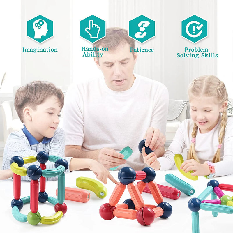 Conjunto Blocos de Construção Bolas E Hastes Brinquedo Magnético Para Crianças Montessori Brinquedos Educativos