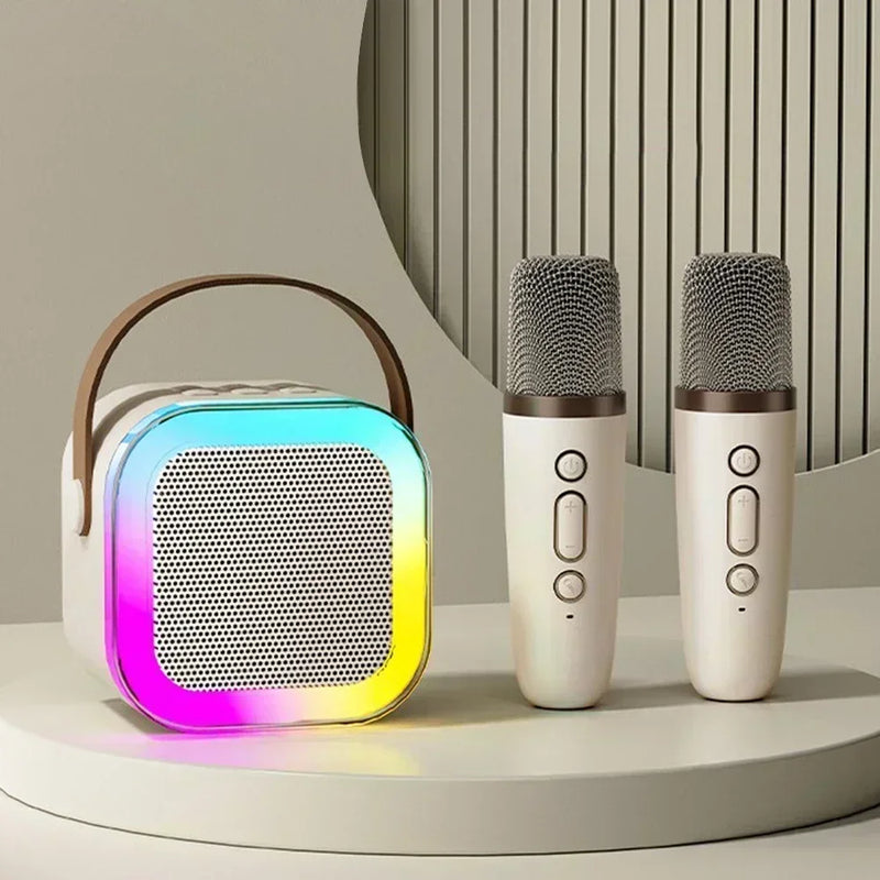 Máquina de karaokê K12  portátil bluetooth 5.3 pa sistema de alto-falante com 1-2 microfones sem fio presentes casa família cantando crianças