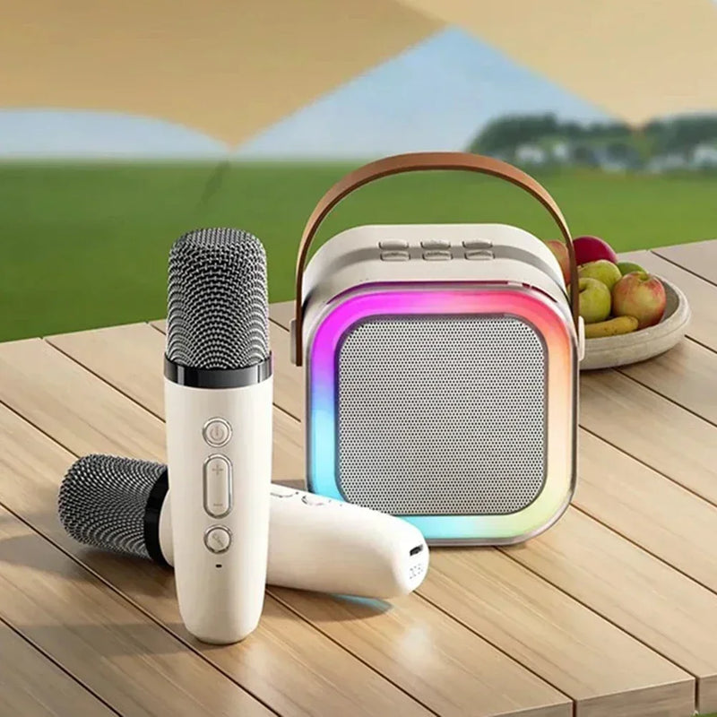 Máquina de karaokê K12  portátil bluetooth 5.3 pa sistema de alto-falante com 1-2 microfones sem fio presentes casa família cantando crianças