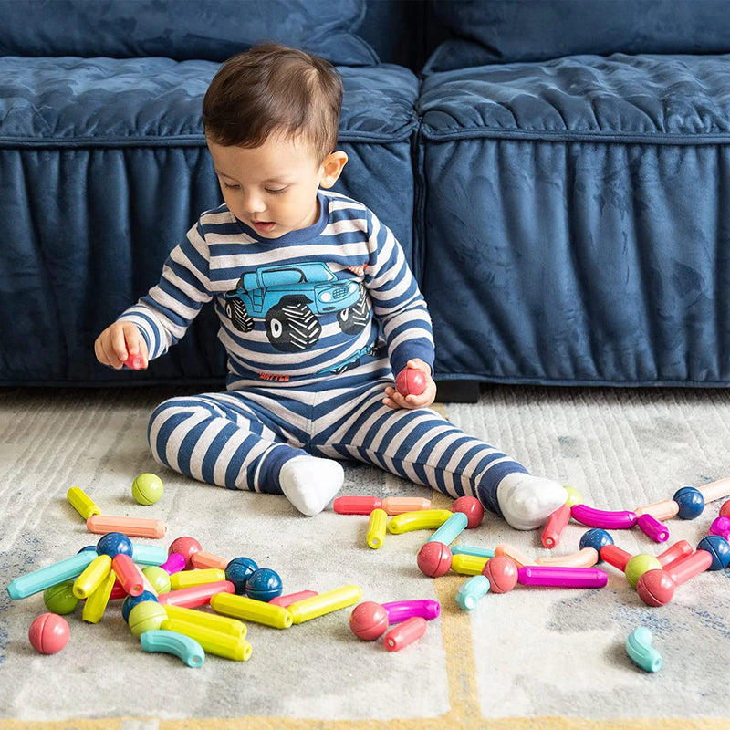 Conjunto Blocos de Construção Bolas E Hastes Brinquedo Magnético Para Crianças Montessori Brinquedos Educativos