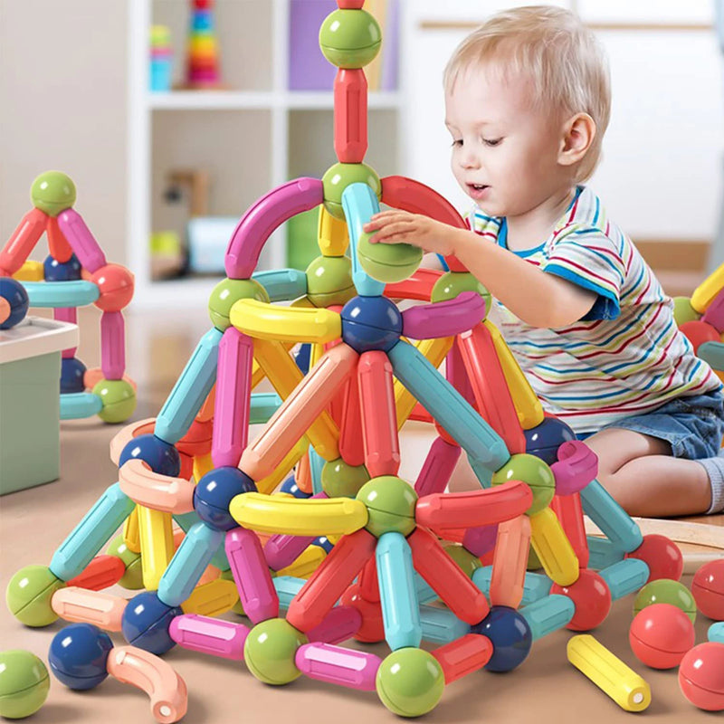 Conjunto Blocos de Construção Bolas E Hastes Brinquedo Magnético Para Crianças Montessori Brinquedos Educativos