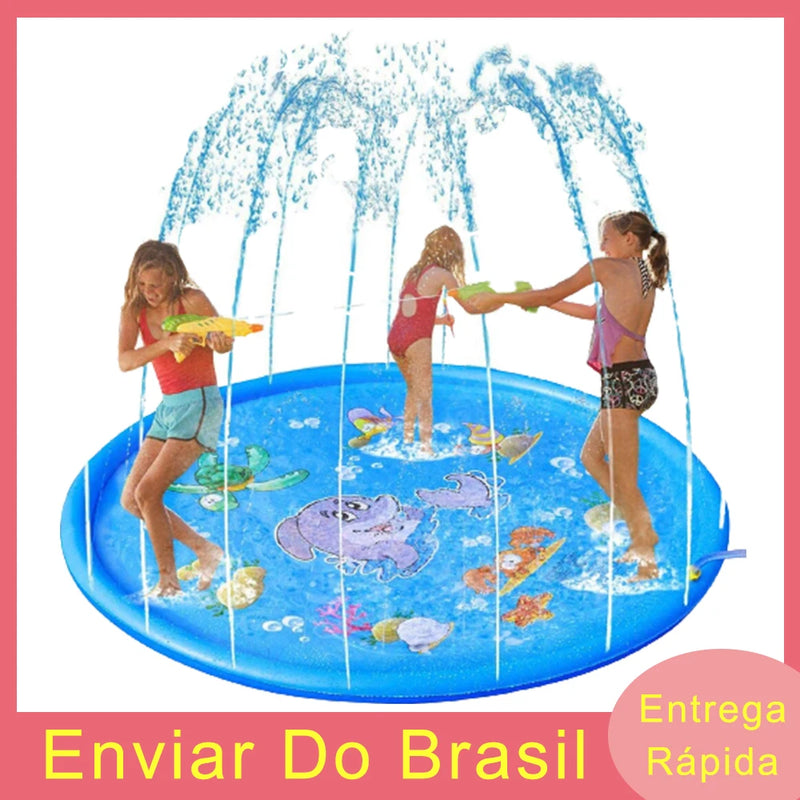 Piscina Inflável Infantil 170cm Crianças Jogar Tapete De água Praia Verão Brinquedo Spray de água Almofada