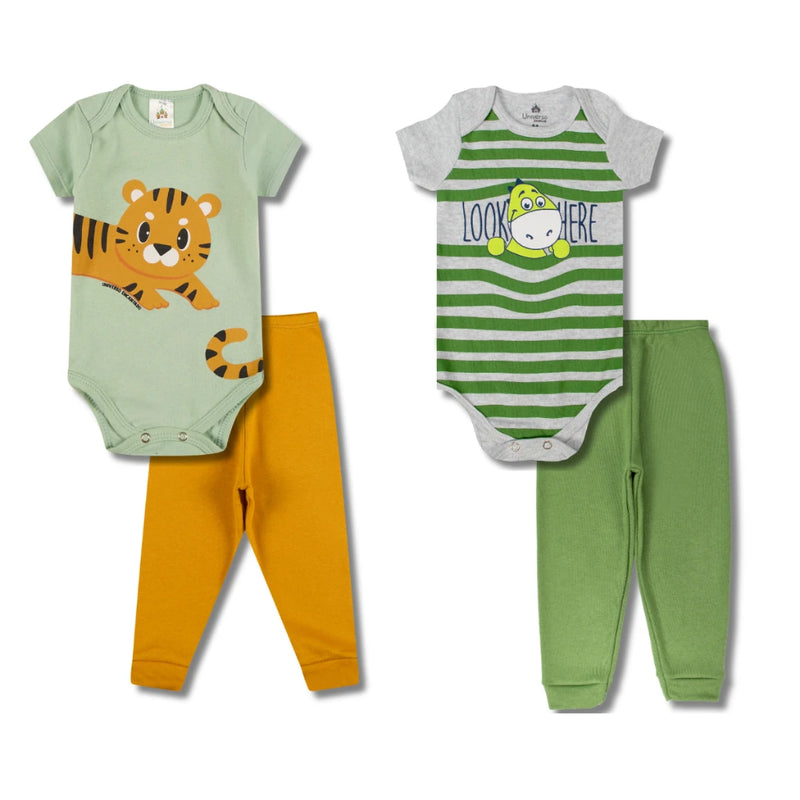 Kit 12 Peças de Roupas para Bebê Menino (6 Body + 6 Calças Mijão) Kit 6 Body Roupa Infantil Bebê