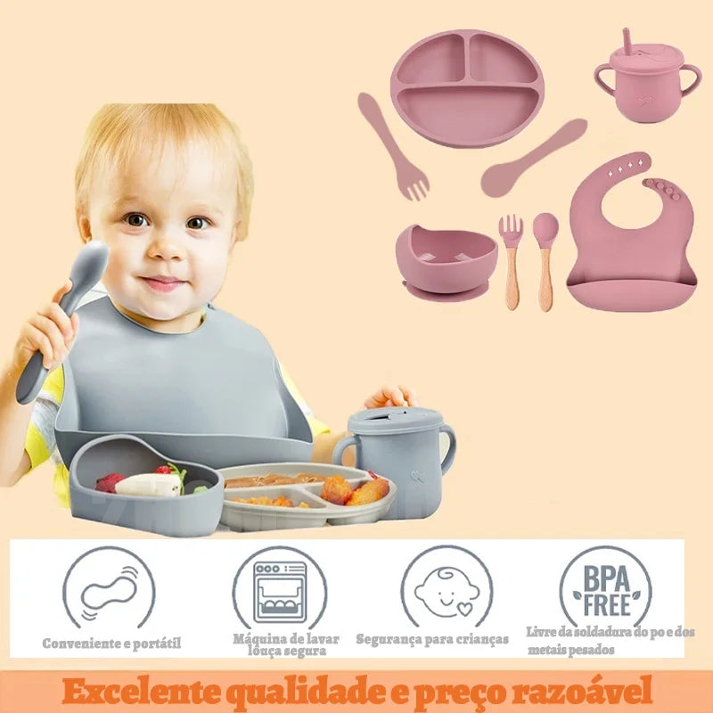 Kit de Alimentação Silicone Infantil 5 Peças