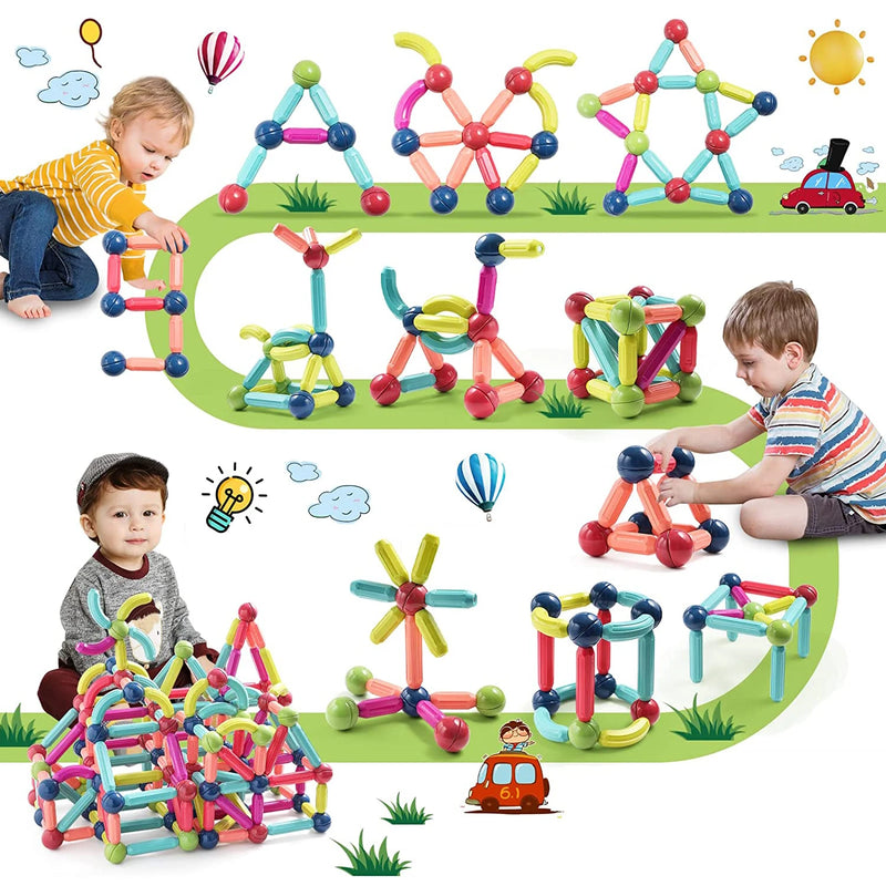 Conjunto Blocos de Construção Bolas E Hastes Brinquedo Magnético Para Crianças Montessori Brinquedos Educativos