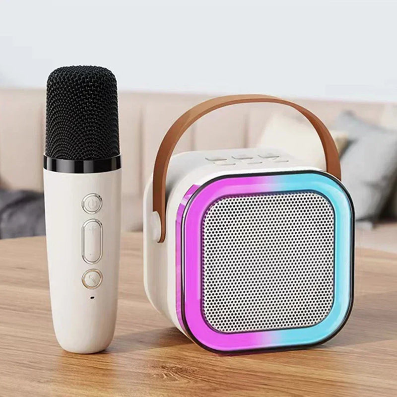 Máquina de karaokê K12  portátil bluetooth 5.3 pa sistema de alto-falante com 1-2 microfones sem fio presentes casa família cantando crianças