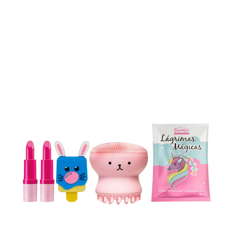 Conjunto Infantil Criança Maquiagem Com Maletinha Make Linda Unhas Postiças Conjunto Pinceis