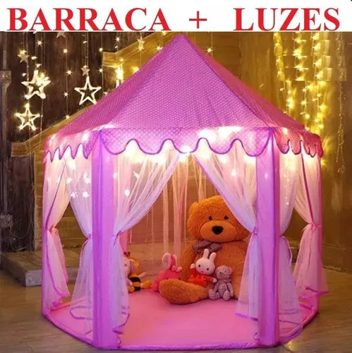 Barraca Infantil Tenda Cabana Castelo Princesas com luzes Led Promoção ENVIO RÁPIDO PARA TODO O BRASIL